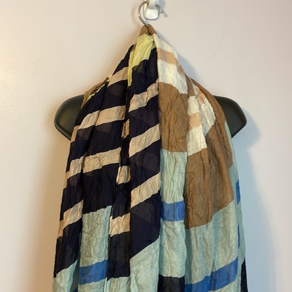 Ann Taylor Rayon Striped Multicolor Pom Pom End Scarf or Coverup Wrap OS - Picture 3 of 16